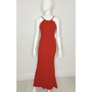 Calvin Klein Red Spaghetti Strap Maxi Dress Formal Evening Gown